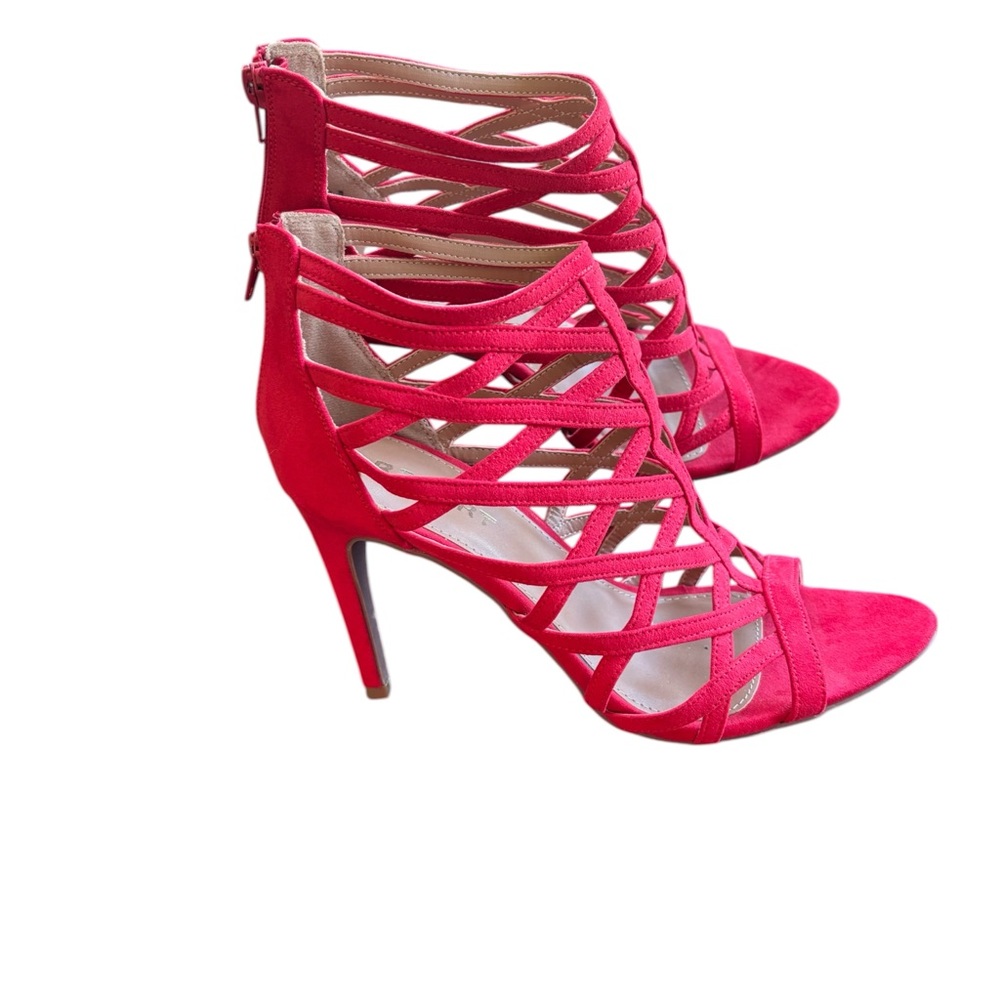 Report Red Stiletto Heels with Strappy Design, 8 1/2